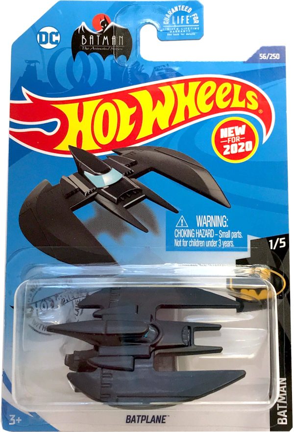 2020 Hot Wheels Mainline #056 - Batman Animated Series Batplane (Black) GHB43 Online Sale