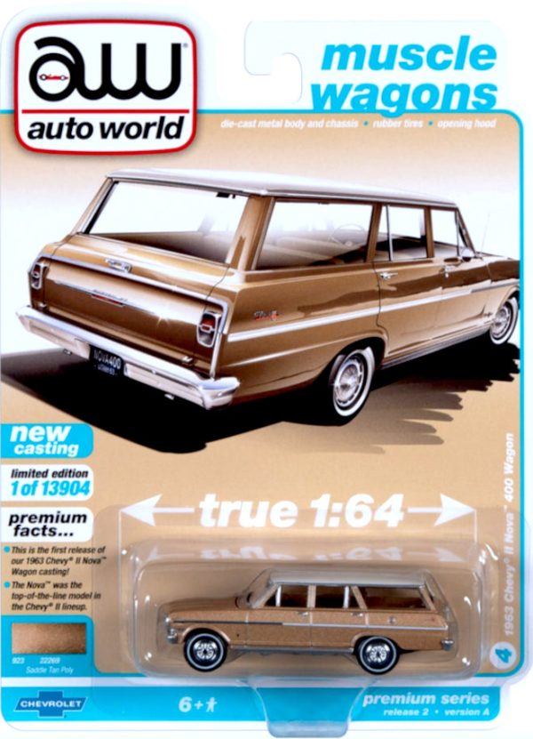 2021 Auto World - 1963 Chevy II Nova 400 Wagon (Gold) AW64312-2A4 Hot on Sale