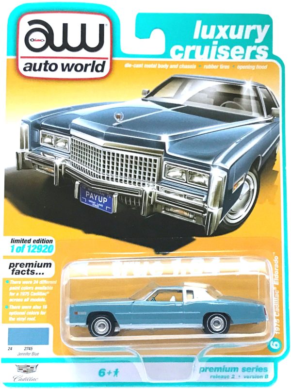 2021 Auto World - 1975 Cadillac Eldorado (Blue) AW64312-2B6 Hot on Sale