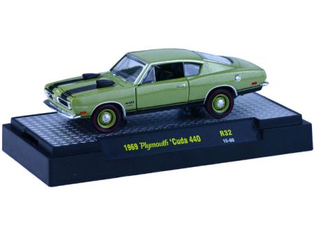 2015 M2 Machines Desktop R32-15-60 - 1969 Plymouth Cuda 440 (Olive Green) Sale