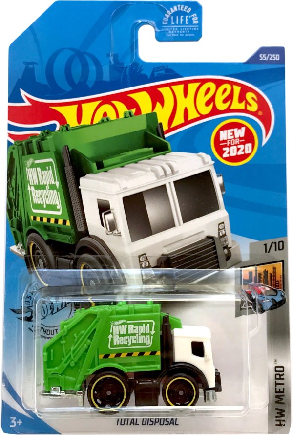 2020 Hot Wheels Mainline #055 - Total Disposal Garbage Truck (Green) GHD90 Sale