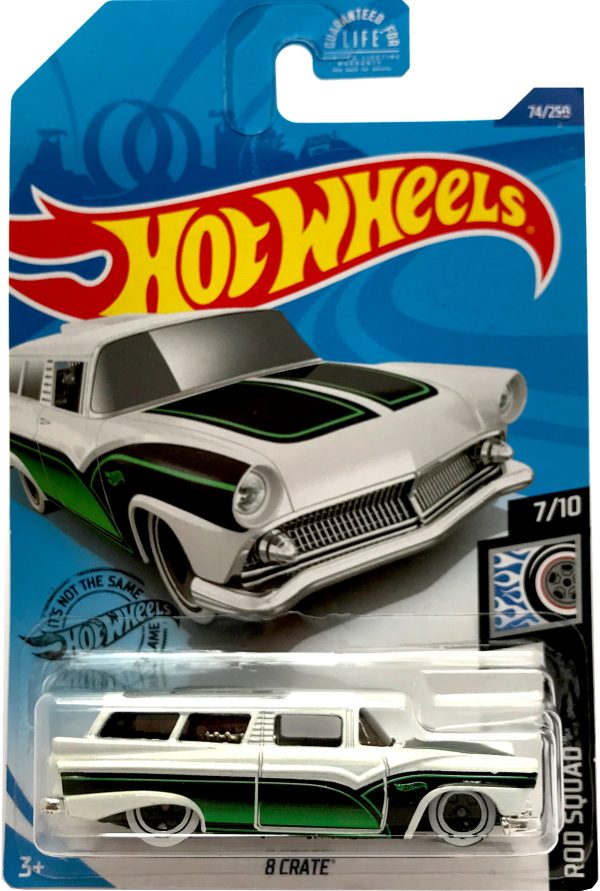 2020 Hot Wheels Mainline #074 - 8 Crate  55 Ford Ranch Wagon (White) GHF74 Hot on Sale