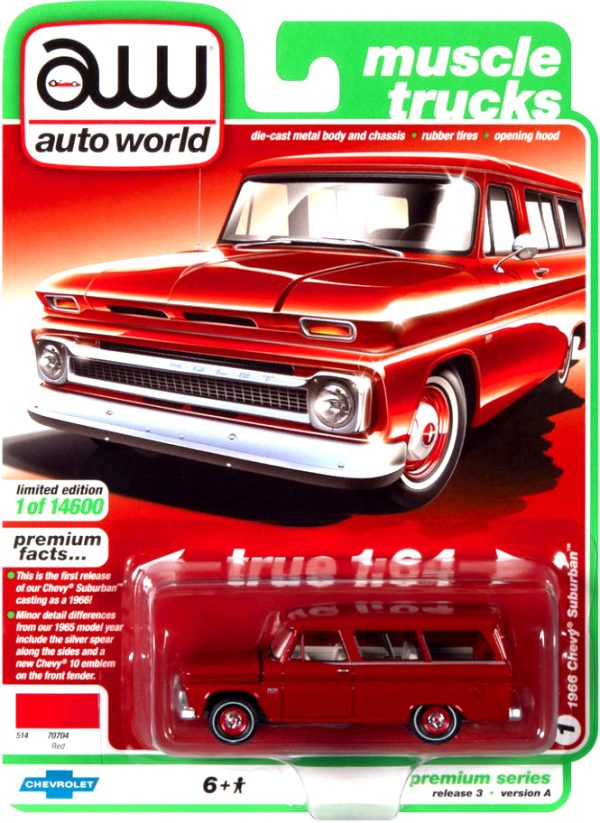 2021 Auto World - 1965 Chevy Suburban (Red) AW64322-3A1 For Discount