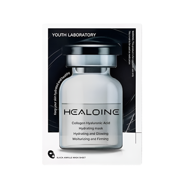 HEALOINE Collagen Hyaluronic Acid Hydrating Glowing Mask 10pcs Box 稀洛因 黑水光胶白原蛋面膜 10片 盒 Online