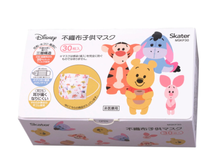 Skater Three-layer Non-woven Kids Face Mask 30pcs box 日本SKATER 迪士尼小熊维尼儿童三层无纺布口罩 30片 盒 Fashion