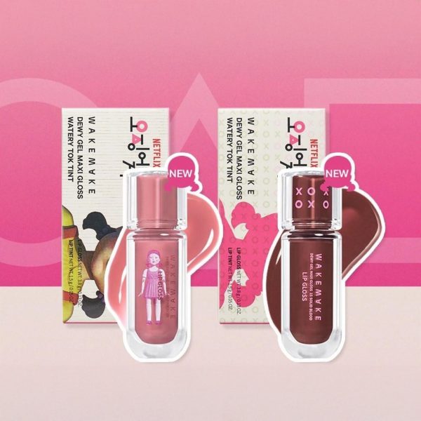 [NETFLIX] WAKEMAKE Dewy Gel Maxi Gloss Squid Game Set 2 Shades + (Free Lip Tint) For Discount