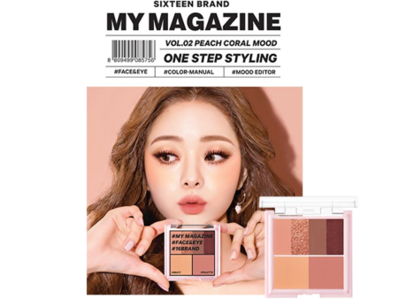 16 BRAND My Magazine Multi Palette (Vol.02 Peach Coral Mood) 8.5g 韩国16 BRAND 迷你杂志彩妆盘 (Vol.02 蜜桃玫瑰) 8.5g For Sale