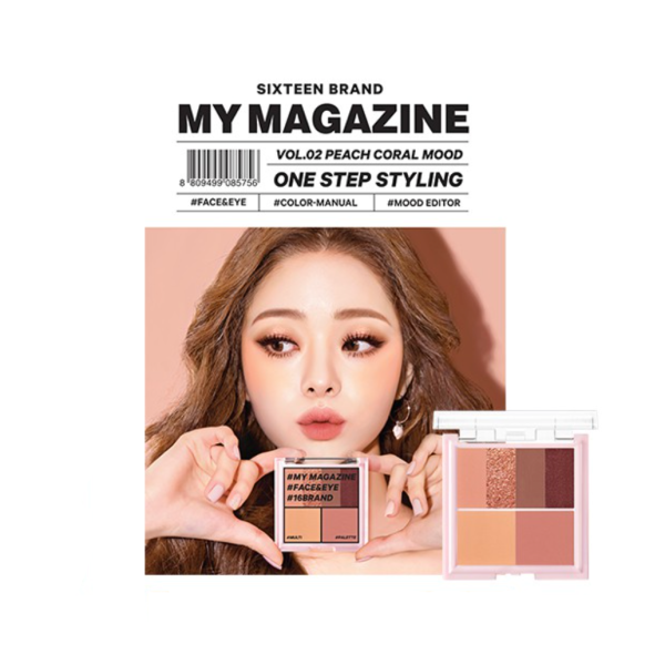 16 BRAND My Magazine Multi Palette (Vol.02 Peach Coral Mood) 8.5g 韩国16 BRAND 迷你杂志彩妆盘 (Vol.02 蜜桃玫瑰) 8.5g For Sale