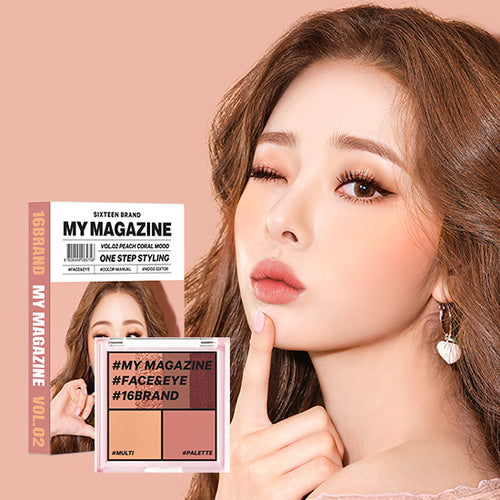 16 BRAND My Magazine Multi Palette (Vol.02 Peach Coral Mood) 8.5g 韩国16 BRAND 迷你杂志彩妆盘 (Vol.02 蜜桃玫瑰) 8.5g For Sale